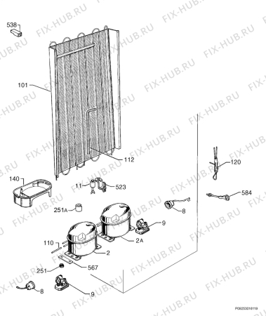 Взрыв-схема холодильника Electrolux SB303 - Схема узла Cooling system 017