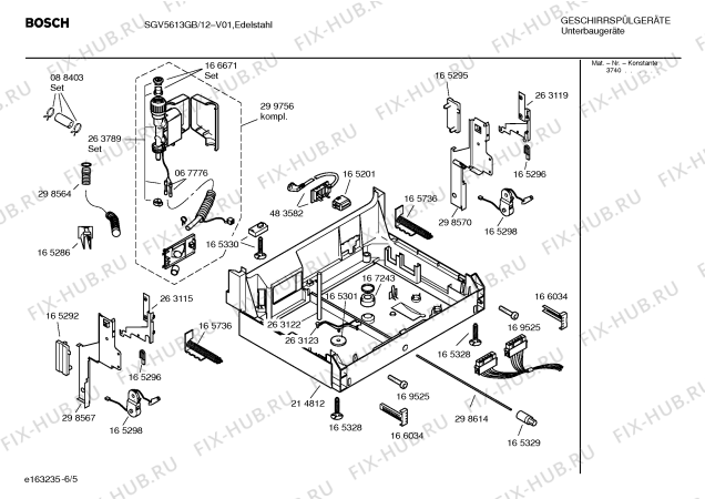 Взрыв-схема посудомоечной машины Bosch SGV5613GB - Схема узла 05