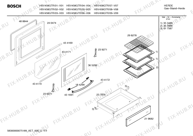 Схема №2 HSV485ATR Bosch с изображением Инструкция по эксплуатации для плиты (духовки) Bosch 00586341