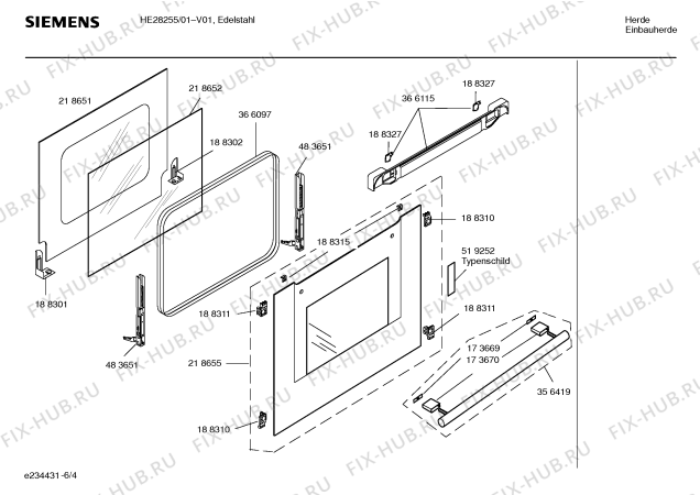 Схема №2 HE28255 с изображением Инструкция по эксплуатации для плиты (духовки) Siemens 00583697