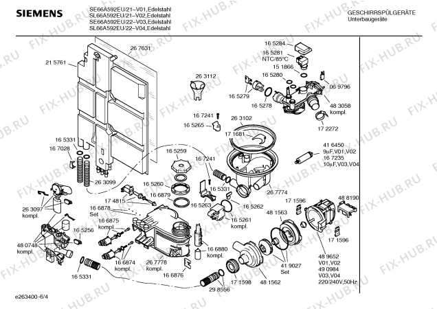 Схема №1 SL66A592EU с изображением Инструкция по эксплуатации для электропосудомоечной машины Siemens 00586113