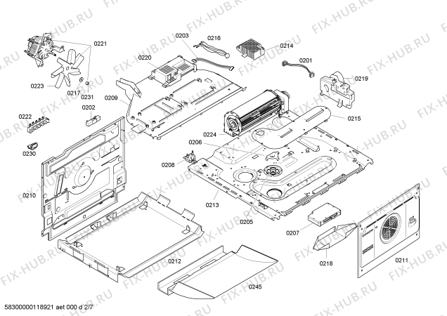 Взрыв-схема плиты (духовки) Bosch HLN658020F - Схема узла 02