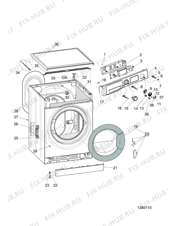 Схема №1 RZ1066WUK (F095361) с изображением Обшивка для стиральной машины Indesit C00518367