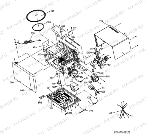 Взрыв-схема микроволновой печи Rex Electrolux FM215ECS - Схема узла Section 1