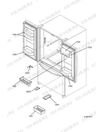 Схема №4 KRFC 9010/IN с изображением Шарнир для холодильной камеры Whirlpool 481241719428