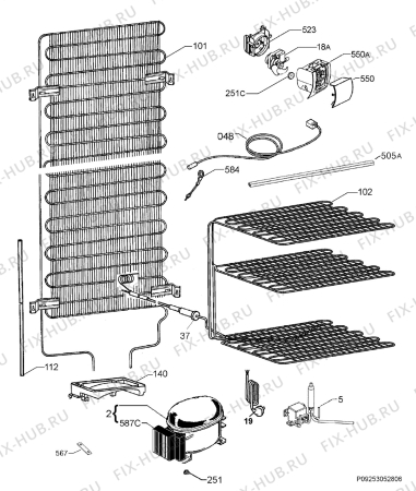 Взрыв-схема холодильника Electrolux EN3613AOX - Схема узла Cooling system 017