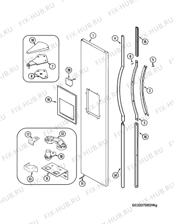 Схема №2 GC2227DEDW с изображением Уплотнитель (прокладка) для холодильника Whirlpool 482000094134