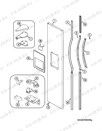 Схема №2 GC2227DEDW с изображением Ручка двери для холодильной камеры Whirlpool 482000094111