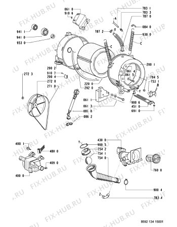 Взрыв-схема стиральной машины Indesit AWO10961W1 (F091404) - Схема узла