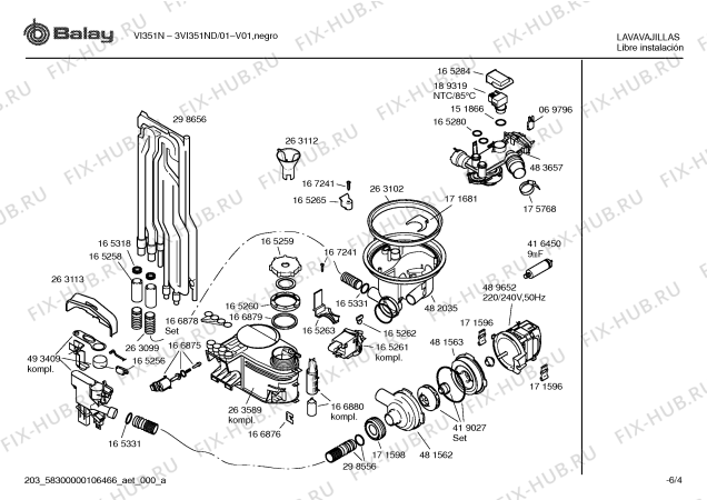 Схема №1 3VI351ND VI351N с изображением Набор кнопок для электропосудомоечной машины Bosch 00427350