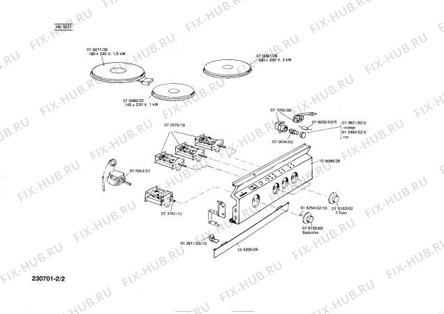 Взрыв-схема плиты (духовки) Siemens HN5027 - Схема узла 02