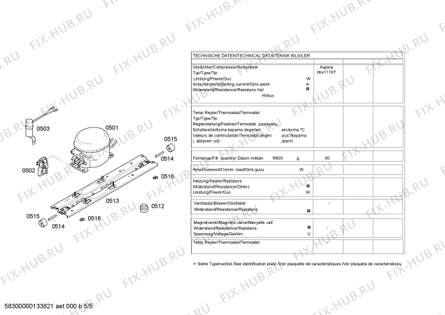 Взрыв-схема холодильника Bosch KGN57P71NE - Схема узла 05