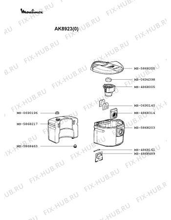 Взрыв-схема пылесоса Moulinex AK8923(0) - Схема узла BP002369.9P2