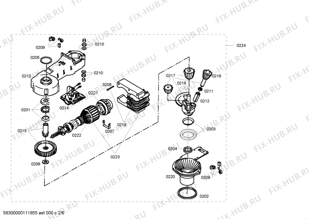 Взрыв-схема кухонного комбайна Bosch MUM4657 TheOne - Схема узла 02