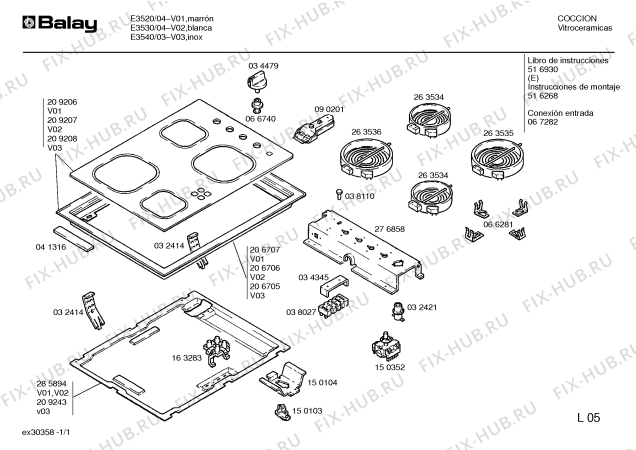 Схема №1 E3535 с изображением Инструкция по эксплуатации для духового шкафа Bosch 00516930