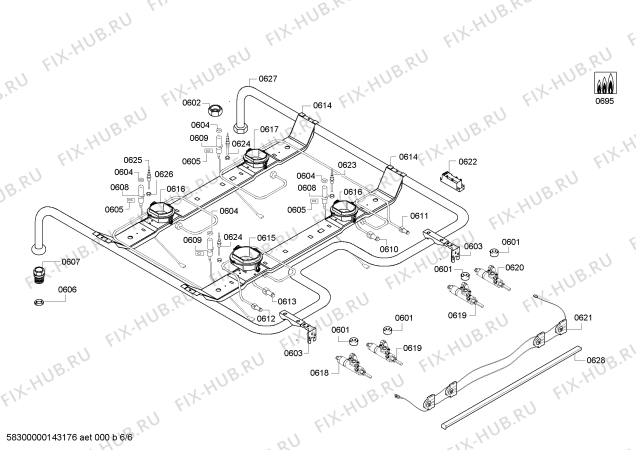 Взрыв-схема плиты (духовки) Bosch HSV745055N - Схема узла 06