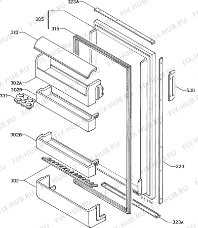 Взрыв-схема холодильника Zanussi ZFC235CL - Схема узла Door 003