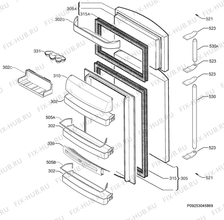 Взрыв-схема холодильника Aeg Electrolux ADT4241M - Схема узла Door 003