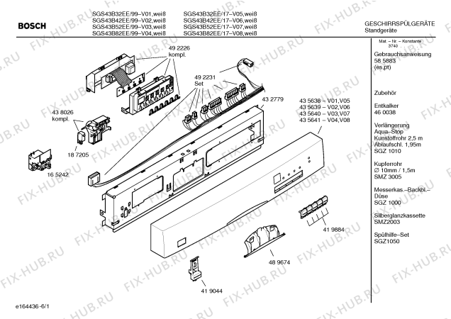 Схема №1 SGS43B42EE Nature с изображением Панель управления для электропосудомоечной машины Bosch 00435639