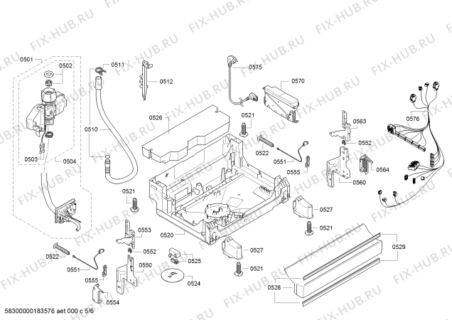 Взрыв-схема посудомоечной машины Bosch SMS58L22EU SpeedStar; SilencePlus - Схема узла 05