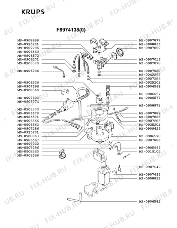 Взрыв-схема кофеварки (кофемашины) Krups F8974138(0) - Схема узла MP001874.2P2