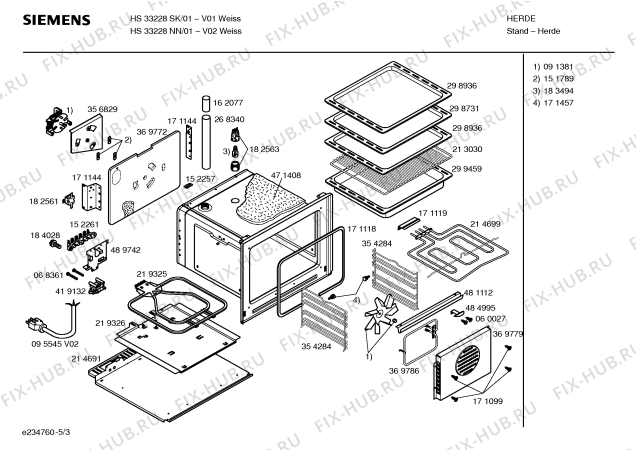 Схема №2 HS33228NN с изображением Инструкция по эксплуатации для электропечи Siemens 00587888