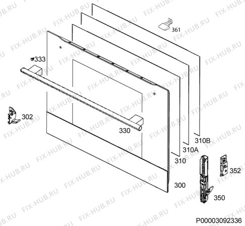 Взрыв-схема плиты (духовки) Ikea KULINARISK 80300877 - Схема узла Door