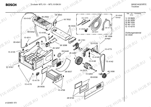 Взрыв-схема сушильной машины Bosch WTL151SK EXCLUSIV WTL151 - Схема узла 05