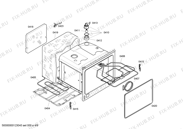 Взрыв-схема плиты (духовки) Bosch HBN43M551A - Схема узла 05