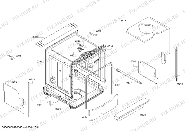 Взрыв-схема посудомоечной машины Bosch SMI53L65EU, SilencePlus - Схема узла 03