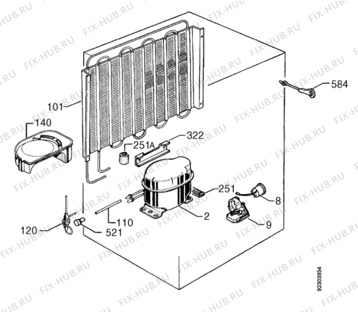 Взрыв-схема холодильника Husqvarna Electrolux QR84F - Схема узла Cooling system 017