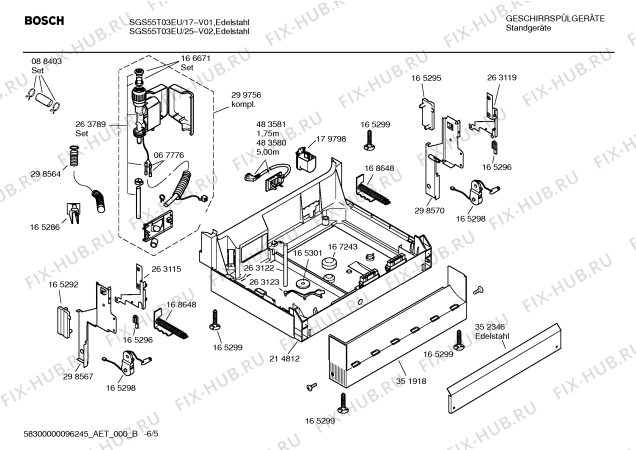 Схема №1 SGS55T03EU с изображением Инструкция по эксплуатации для электропосудомоечной машины Bosch 00590062