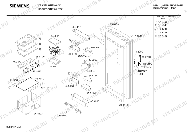 Взрыв-схема холодильника Siemens KS32R621NE - Схема узла 02