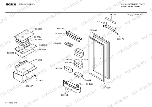 Схема №1 KIR18450 с изображением Дверь для холодильника Bosch 00239339
