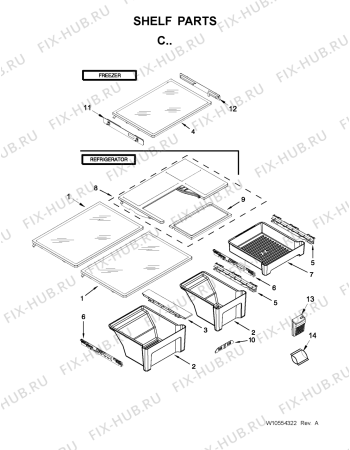 Схема №2 5VWT59SFYF с изображением Корпусная деталь для холодильника Whirlpool 482000013539