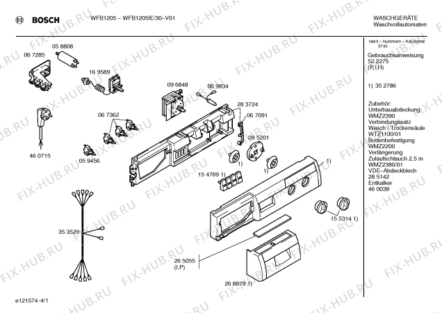 Схема №1 WFB1205IE BOSCH WFB 1205 с изображением Кабель для стиральной машины Siemens 00353529