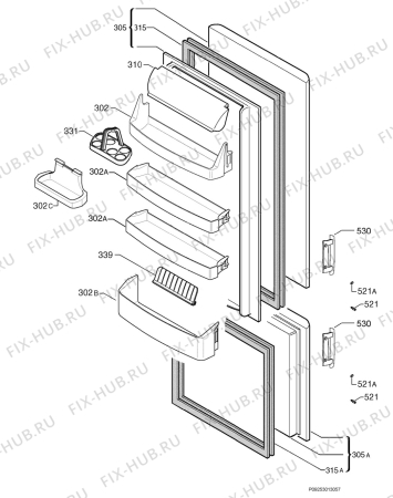 Взрыв-схема холодильника Electrolux ERB3025 - Схема узла Door 003