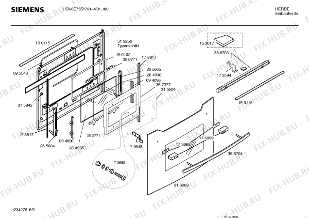 Схема №1 HB66E75SK с изображением Панель управления для духового шкафа Siemens 00369550