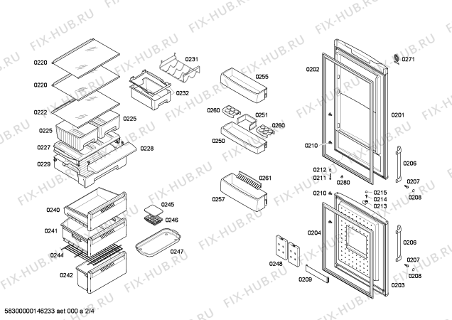 Схема №1 3KFP7665 с изображением Дверь морозильной камеры для холодильной камеры Bosch 00686178