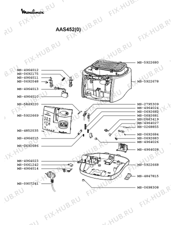 Взрыв-схема тостера (фритюрницы) Moulinex AAS452(0) - Схема узла UP002134.2P2