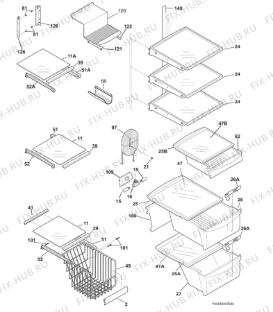 Взрыв-схема холодильника Aeg Electrolux S65629SK - Схема узла Housing, inner