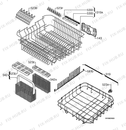 Взрыв-схема посудомоечной машины Lloyds 801/647_06 50381 - Схема узла Basket 160