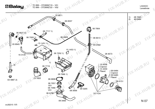 Взрыв-схема стиральной машины Balay 3TE899Z TE899 - Схема узла 05