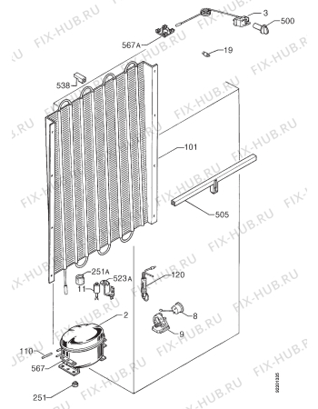 Взрыв-схема холодильника Privileg 005085 6 - Схема узла Cooling system 017