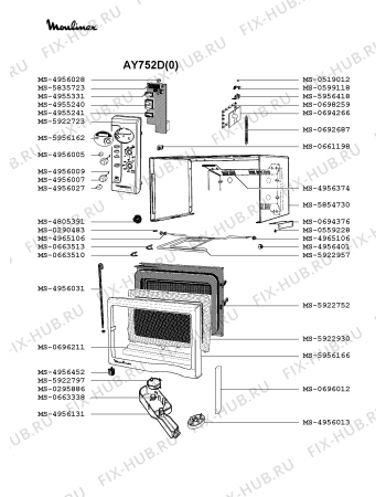 Взрыв-схема микроволновой печи Moulinex AY752D(0) - Схема узла QP002303.0P2