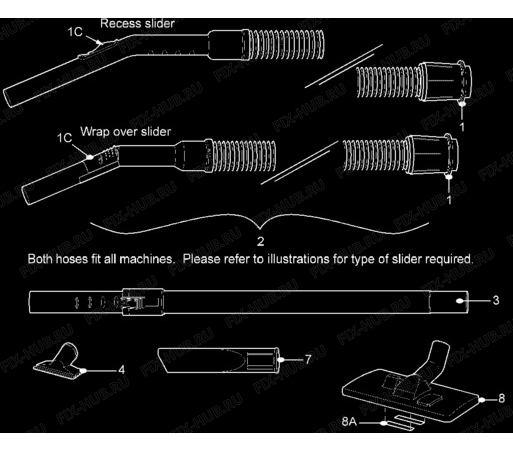 Взрыв-схема пылесоса Electrolux Z1662 - Схема узла Hose