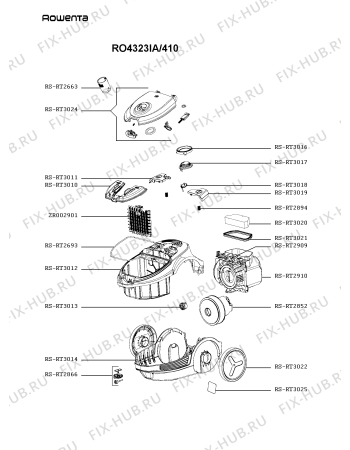 Схема №1 RO4323IA/410 с изображением Крышечка для электропылесоса Rowenta RS-RT3024