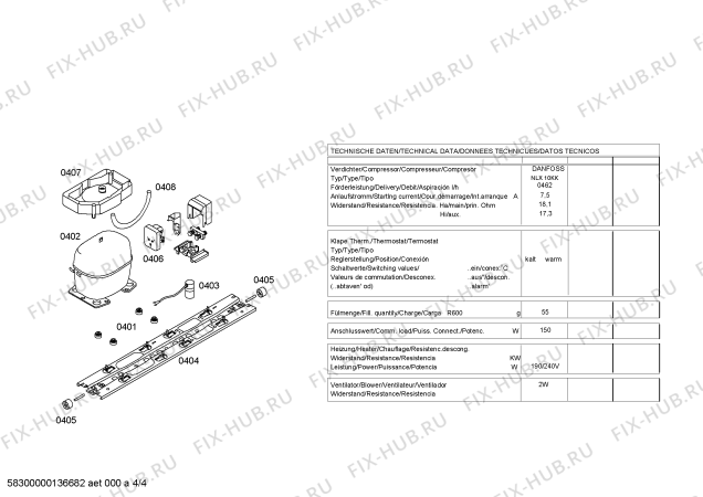 Взрыв-схема холодильника Siemens KD36NP93 - Схема узла 04