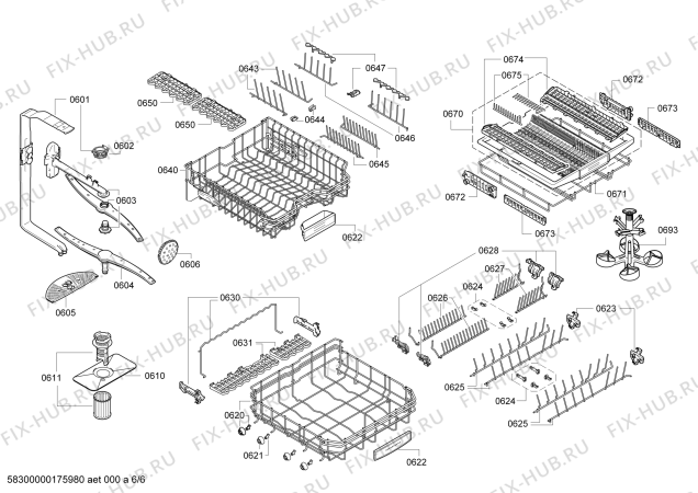 Взрыв-схема посудомоечной машины Bosch SMI69U75TR, Active Water Eco² - Схема узла 06