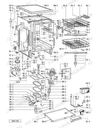 Схема №1 ADP 950/3 WH с изображением Панель для посудомоечной машины Whirlpool 481245370352